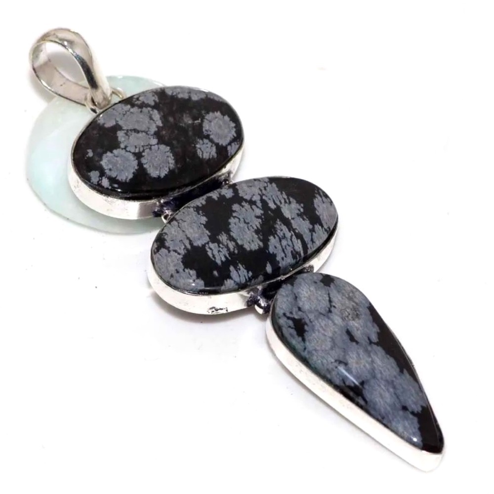 Snowflake obsidian pendant